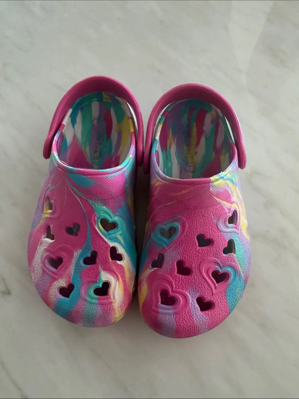 Skechers Kids Pink Multicolor Heart Clogs